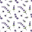 Cute and doodle style lavender flowering plants vector seamless pattern background for nature and aromatherapy design.
