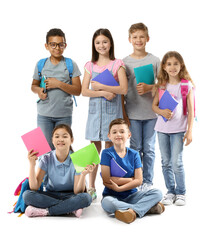 Sticker - Portrait of little pupils on white background