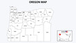 Oregon Map. State and district map of Oregon. Administrative map of Oregon with district and capital in white color.