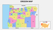 Oregon Map. State and district map of Oregon. Political map of Oregon with neighboring countries and borders.