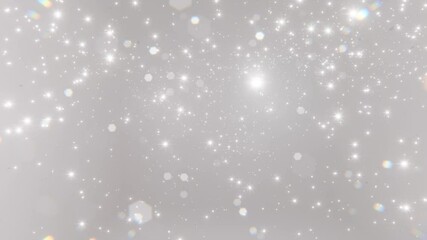 Wall Mural - Abstract motion background shining silver particles. Shimmering Glittering Particles With Bokeh. New year and Christmas 2026, 2025 background. Seamless 4K loop video