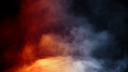 Wall Mural - Fog and mist effect on isolated black background. Blue smoke texture.