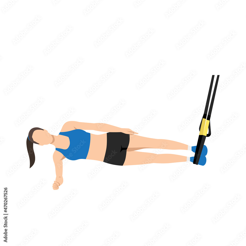 Woman doing TRX. Suspension side plank. Abdominals exercise. Flat vector  illustration isolated on white background.Editable file with layers 스톡 벡터 |  Adobe Stock