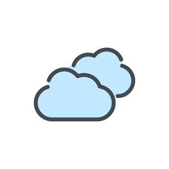 Fototapete - Two clouds color line icon. Weather and Climate vector outline colorful sign.