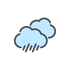 Fototapete - Two clouds with rain color line icon. Weather and Climate vector outline colorful sign.