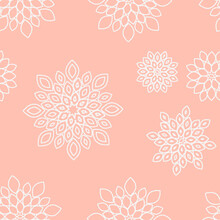 Peach Color Tile Floral Repeat Pattern Background