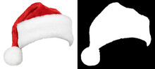 Santa Claus Or Christmas Red Hat Isolated On White Background With High Qulity Clipping Mask (alpha Channel) For Quick Isolation. Easy To Selection Object.