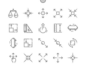 Poster - Scaling arrow. Measurement, pointer, interface, instrument, button, direction, size and measure. Pixel Perfect Vector Thin Line Icons. Simple Minimal Pictogram