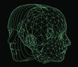 © local_doctor - Low polygonal 3D wireframe mesh of a human head. Concept illustration for Machine Learning, Artificial intelligence and Neural Network themes.