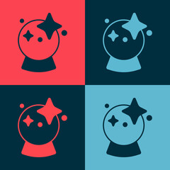 Wall Mural - Pop art Magic ball icon isolated on color background. Crystal ball. Vector