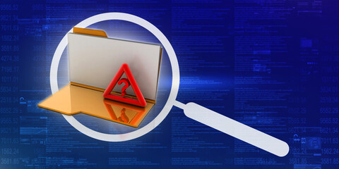 Poster - 3d rendering file folder with question symbol,searching