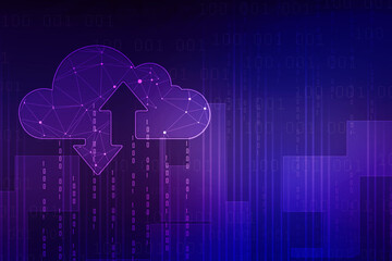Poster - 2d illustration Cloud with uploading downloading arrow 