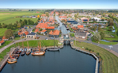 Wall Mural - Aerial from the city Workum in Friesland the Netherlands