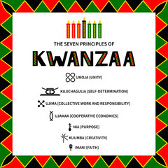 Wall Mural - The Seven Principles of Kwanzaa sign. African American Holidays. Vector template for typography poster, banner, greeting card, postcard, sticker, flyer, etc