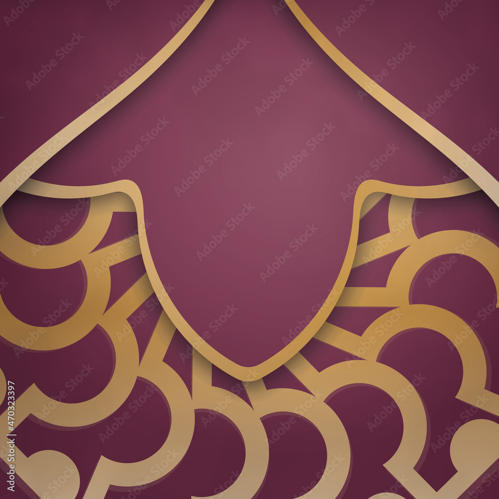 Vector de Stock Greeting Brochure in burgundy color with Greek gold ...