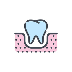 Poster - Tooth extraction color line icon. Tooth with gum vector outline colorful sign.