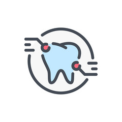 Poster - Tooth problem areas color line icon. Pain circles of tooth vector outline colorful sign.
