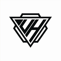 UH Logo monogram with triangle and hexagon template