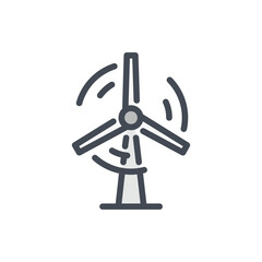 Poster - Wind turbine color line icon. Wind power energy vector outline colorful sign.