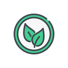 Poster - leaves in a circle color line icon. eco product vector outline colorful sign.