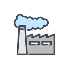  - Factory and Industry color line icon. Industrial factory pollution vector outline colorful sign.