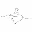 Vector continuous one single line drawing icon of toy top spinning in silhouette sketch on white background. Linear stylized.