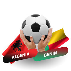 Soccer football competition match, national teams albenia vs benin