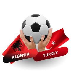 Soccer football competition match, national teams albenia vs turkey