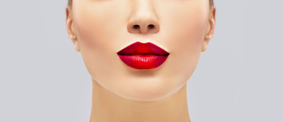 Wall Mural - Color lips.Lipstick colors.Testing different lipsticks