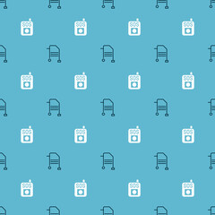 Sticker - Set Walker and Press the SOS button on seamless pattern. Vector