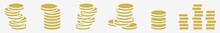 Gold Coin Icon Gold Coin Pile Set | Gold Coins Icon Money Stack Vector Finance Illustration Logo | Coin-Icon Isolated Coin Savings Collection