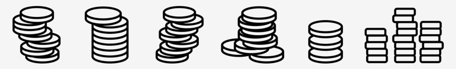 Wall Mural - coin icon coin pile casino chips set | coins icon money stack vector finance illustration logo | coi