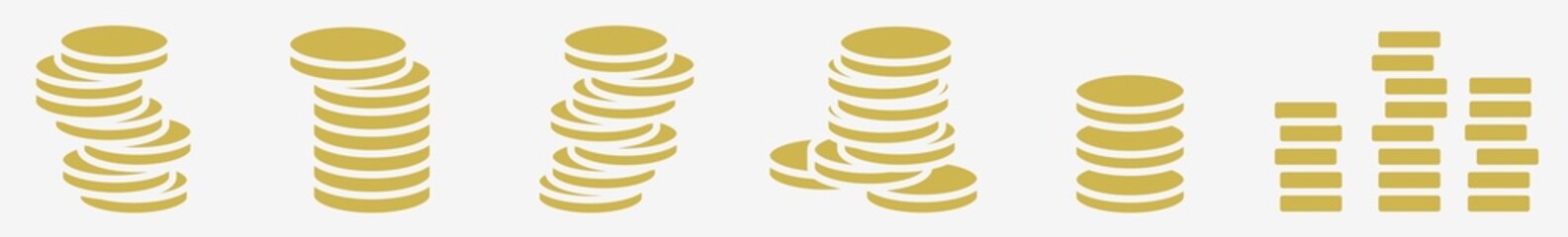Wall Mural - gold coin icon gold coin pile set | gold coins icon money stack vector finance illustration logo | c