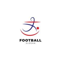  Football sport logo design abstract character vector template.