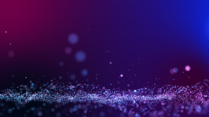Wall Mural - Pink purple blue dust particles abstract background flickering particles with bokeh effect.