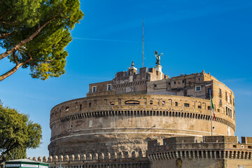 Castel Sant'Angelo (Castle of the Holy Angel)  in Parco Adriano, Rome, Italy