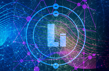 Poster - Lithium chemical element. Sign with atomic number and atomic weight.