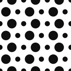 Wall Mural - 
polka dot pattern vector seamless pattern, black and white background for printing clothes, fabric