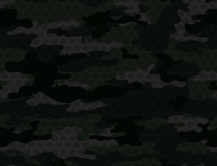 
Camouflage black vector background, hexagonal mesh, trendy texture