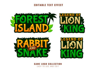 Fototapete - funny cartoon jungle game logo title collection text effect