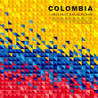 Colombia flag. Abstract background of small triangles in the form of the colorful yellow, blue and red stripes of the Colombian flag.