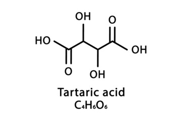 Wall Mural - Tartaric acid molecular structure. Tartaric acid skeletal chemical formula. Chemical molecular formula vector illustration