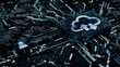 © RocknRoller Studios - Data storage Technology Concept with cloud symbol on a Microchip. White Neon Data flows between the CPU and the User across a Futuristic Motherboard. 3D render.