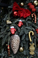 Wall Mural - Christmas tree decorated with toys and balls. The atmosphere of the new year, Christmas and holidays