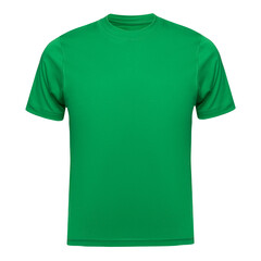 Wall Mural - Green T-shirt template men isolated on white. Tee Shirt blank as design mockup. Front view