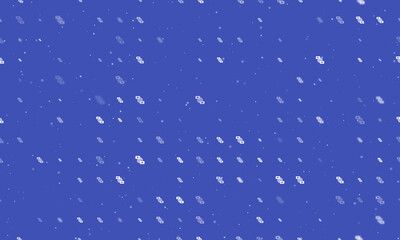 Poster - Seamless background pattern of evenly spaced white videoconference symbols of different sizes and opacity. Vector illustration on indigo background with stars