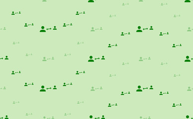 Poster - Seamless pattern of large and small green social distance symbols. The elements are arranged in a wavy. Vector illustration on light green background