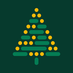 Wall Mural - Geometric Christmas Tree Illustration. Modern Abstract Christmas Tree Vector