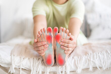 Joint Diseases, Hallux Valgus, Plantar Fasciitis, Heel Spur, Woman's Leg Hurts, Pain In The Foot, Massage Of Female Feet At Home