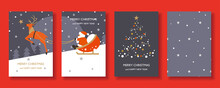 Santa, Deer And Christmas Tree Card Set